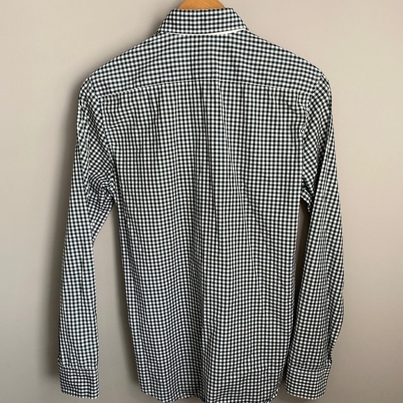 H&M Men's Dark Green Mini Check Plaid Long Sleeve Button Up Shirt Size‎ Small - Picture 4 of 10
